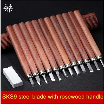 Luxurious Japan SKS9 steel chisel woodworking with rose wood handle